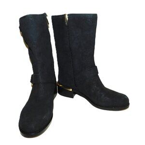 Vince Camuto Wadelyn Suede Leather Mid Calf Boots - Black Size 8.5M